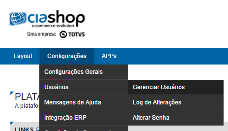 Configurações > Usuários > Gerenciar usuários